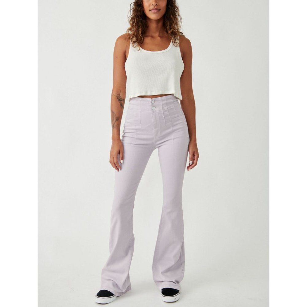 Free People Lavender Flare Wide Leg Jeans
